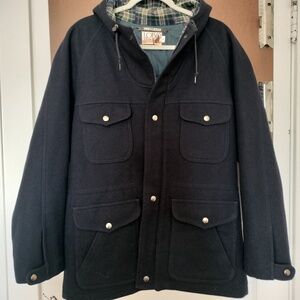 Vintage Pendleton Lobo Hooded Wool Coat Navy Blue Size Medium